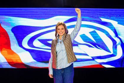 La candidata del PAN por la gubernatura de Chihuahua, Maru Campos. (Tomada de @GOAN_MX)