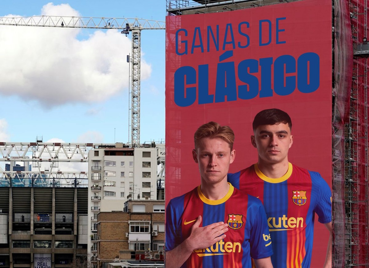 El cartel del FC Barcelona cerca del Santiago Bernabéu (Twitter: @FCBarcelona_es)