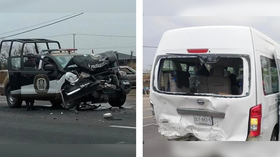 En Veracruz, patrulla choca con camioneta del IMSS; hay 4 lesionados