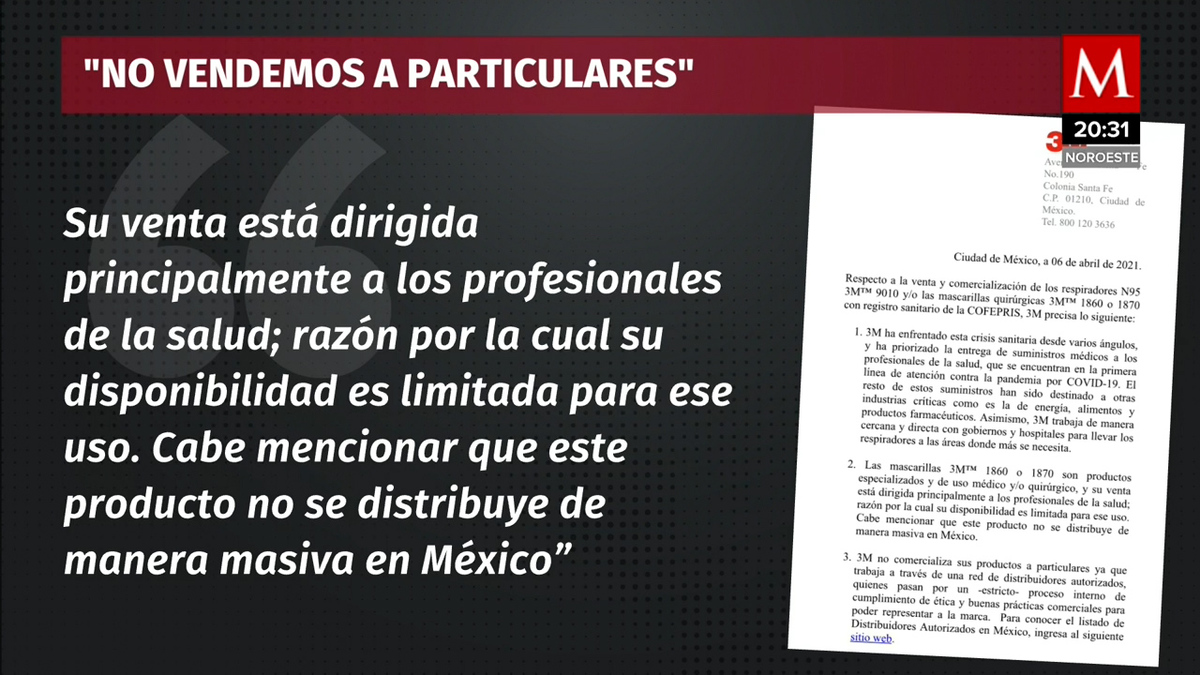 No se venden cubrebocas a particulares: 3M se deslinda de Alfredo Adame tras justificarse por audio