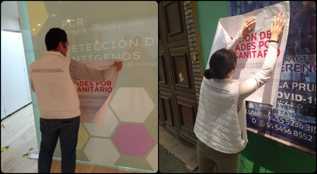 En ambos laboratorios se colocaron sellos de suspensión de actividades. (Alma Paola Wong)