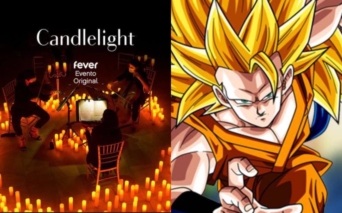 Ésta es la cartelera del concierto de anime en cuerdas (feverup y Dragon Ball).