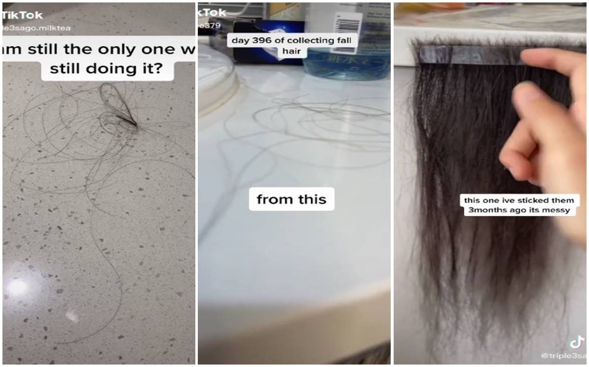 Joven crea extensiones de cabello (Captura TikTok).