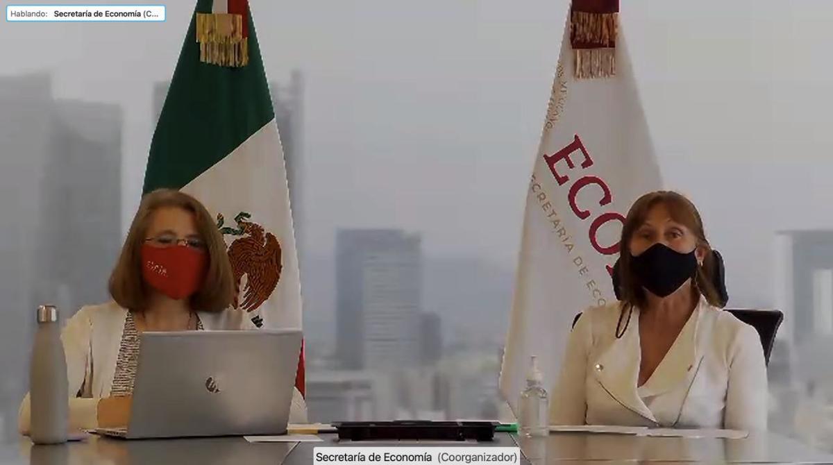 La titular de la Secretaría de Economía, Tatiana Clouthier, sostuvo una reunión virtual con integrantes del cuarto de junto. | Foto: Especial