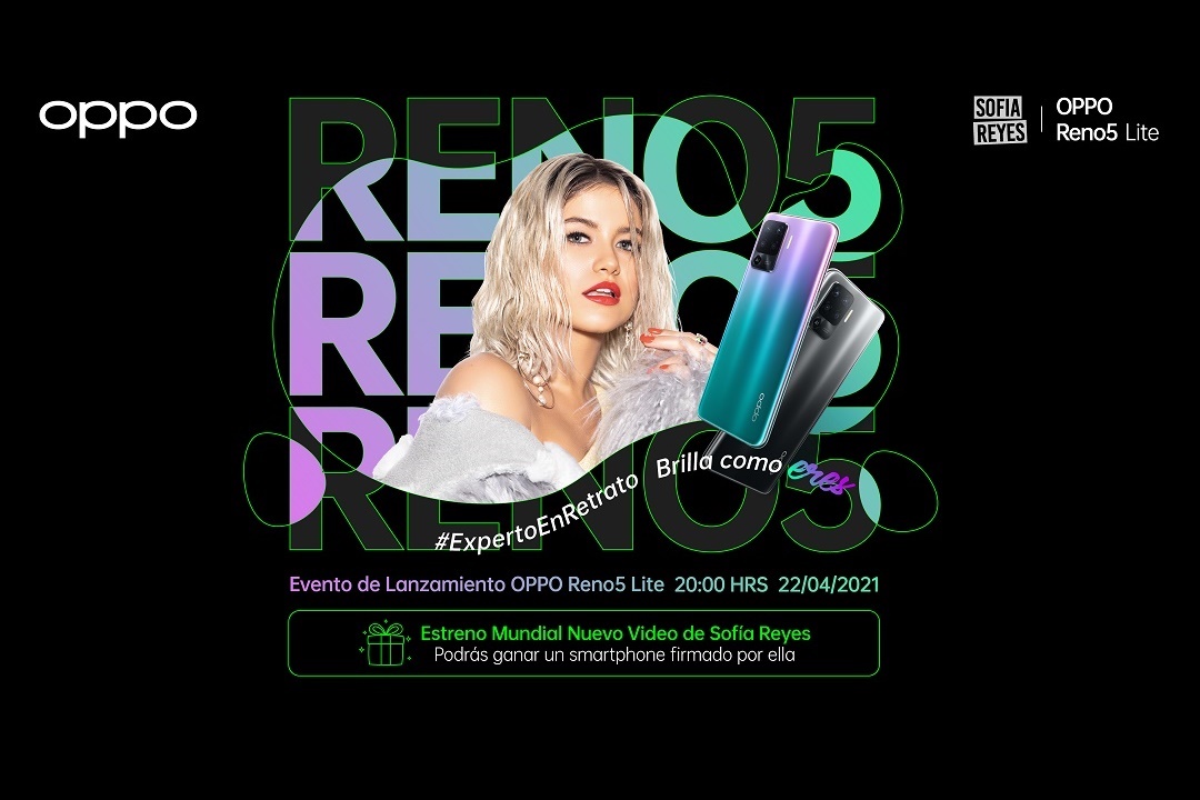 El próximo jueves 22 de abril, Sofía Reyes encabezará el lanzamiento del OPPO Reno5 Lite. (Cortesía)