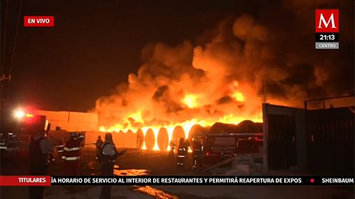 Se reporta incendio en una fabrica de Tezoyucán