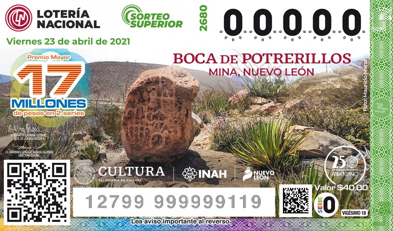 Lotería Nacional rinde tributo a riqueza arqueológica de Nuevo León. Foto: Especial.
