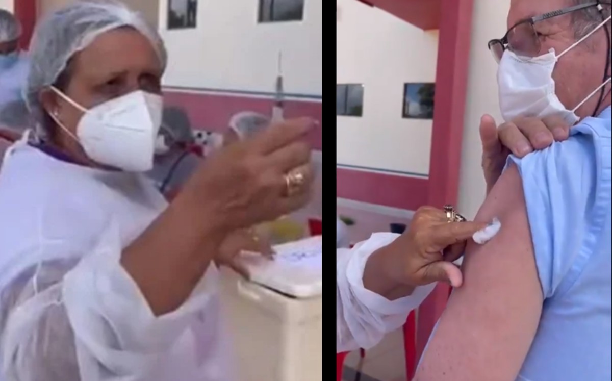 Enfermera causa polémica en Brasil tras asegurar que utilizaba 10 veces la misma jeringa para vacuna contra covid-19. (Captura)