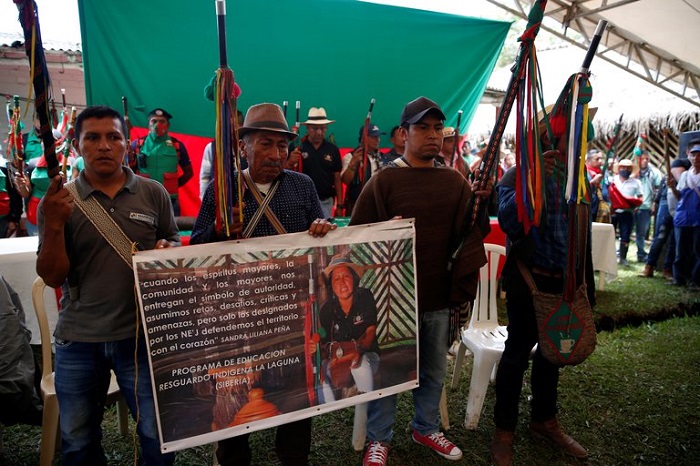 La protesta fue originada por el asesinato de la gobernadora indígena del departamento de Cauca, Sandra Liliana Peña. (Twitter @yaritzavitriago)