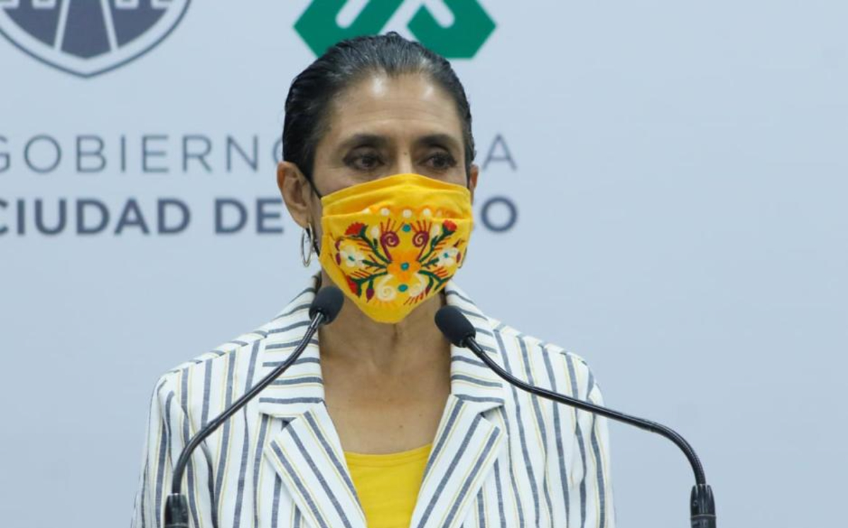 La secretaria de Salud de la Ciudad de México, Oliva López Arellano, en conferencia virtual. (Cortesía)