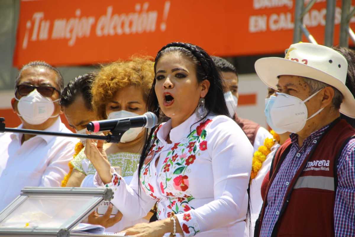 La candidata manifestó su respaldo al senador con licencia, Félix Salgado Macedonio. (Rogelio Agustín Esteban)