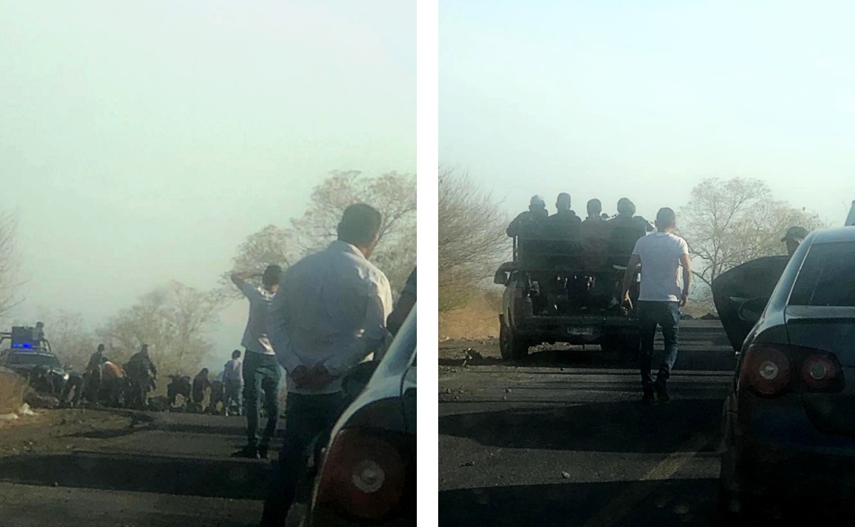 La zanja en la carretera Apatzingán-Aguililla impide el paso al municipio de Aguililla, Michoacán (Especial)
