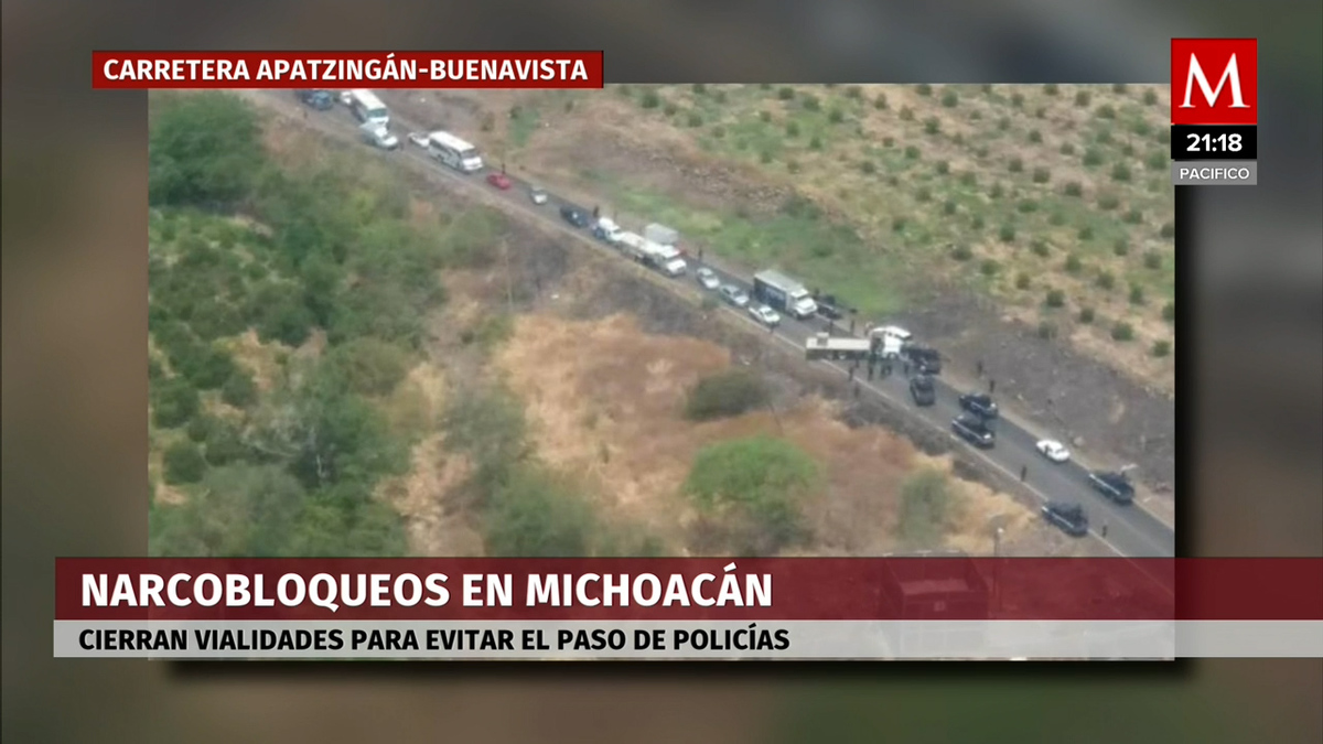 Reportan narcobloqueos en carretera Apatzingán-Buenavista en Michoacán