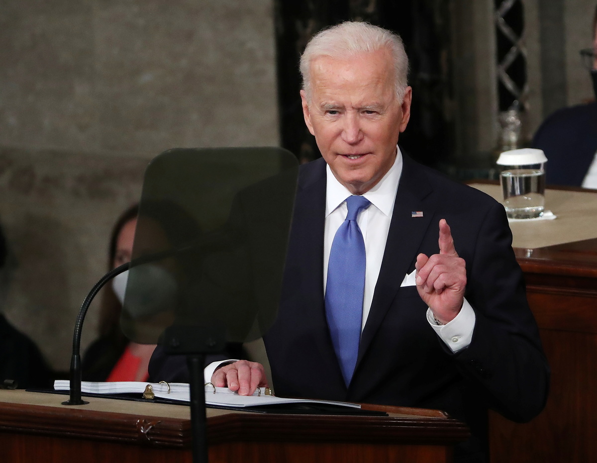 Joe Biden, presidente de Estados Unidos, durante su discurso por 100 días de gobierno.| Reuters