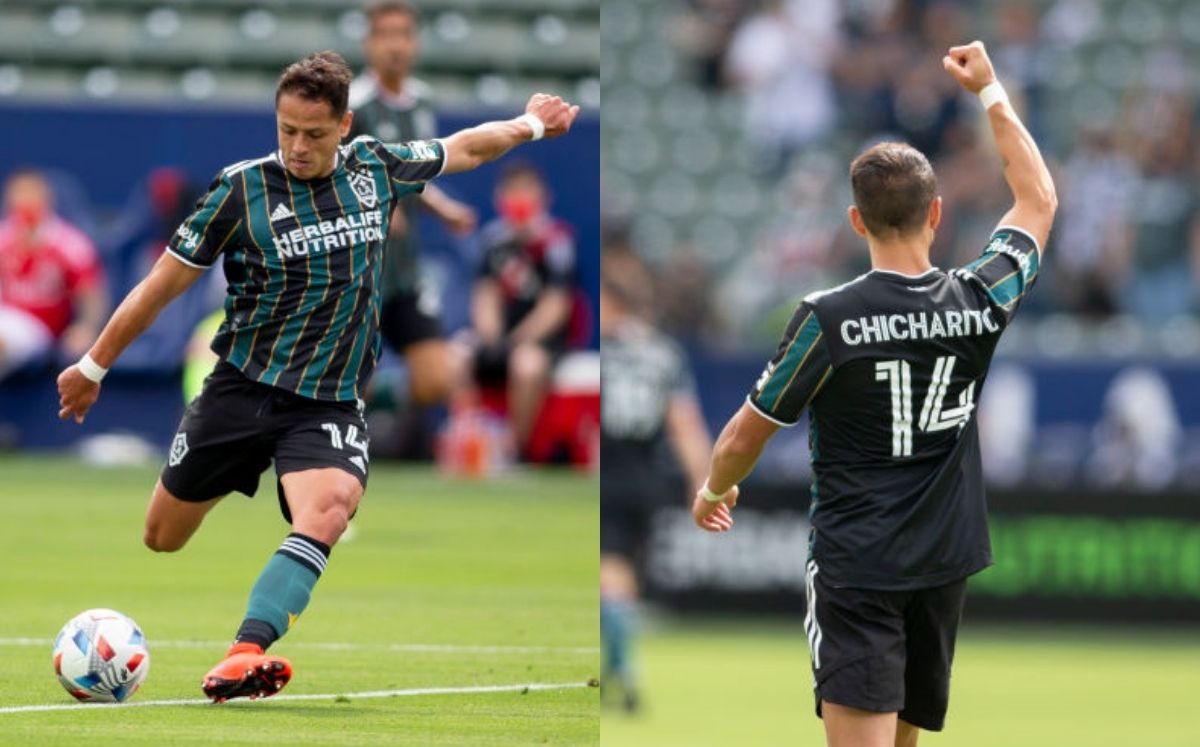 Javier "Chicharito" Hernández en un partido contra los New York Red Bulls en Carson, California. 25 de abril de 2021. (Michael Janosz/ISI Photos/Getty