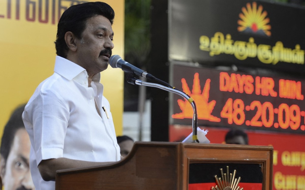 El padre de M.K. Stalin fue ministro-jefe de Estado y un hombre de izquierdas. (AFP)