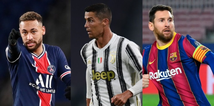 Neymar, Cristiano Ronaldo y Lionel Messi (AFP)