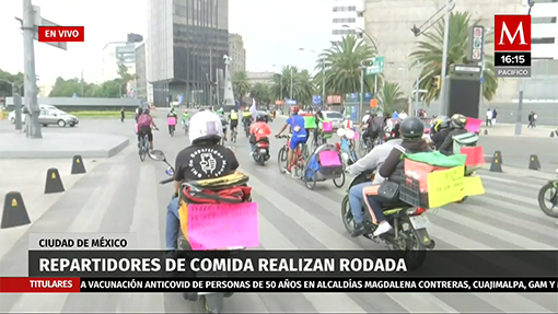 Repartidores de comida realizan rodada en CDMX