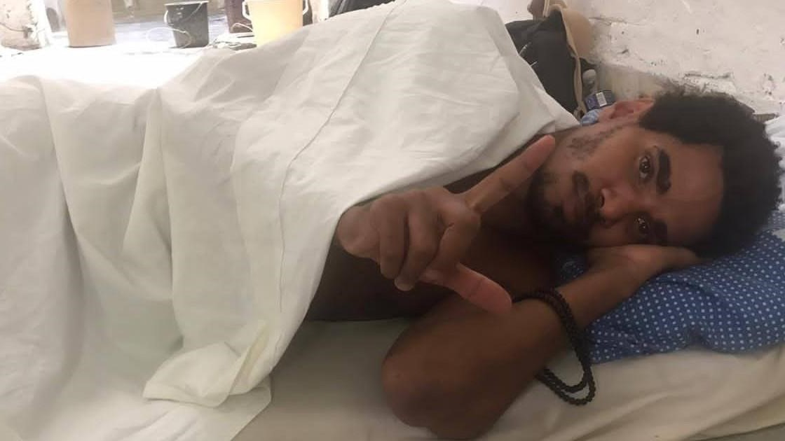 Luis Manuel Otero Alcántara durante su huelga de hambre en Cuba. | Facebook Movimiento San Isidro