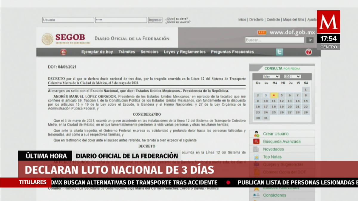 Declaran luto nacional de 3 días
