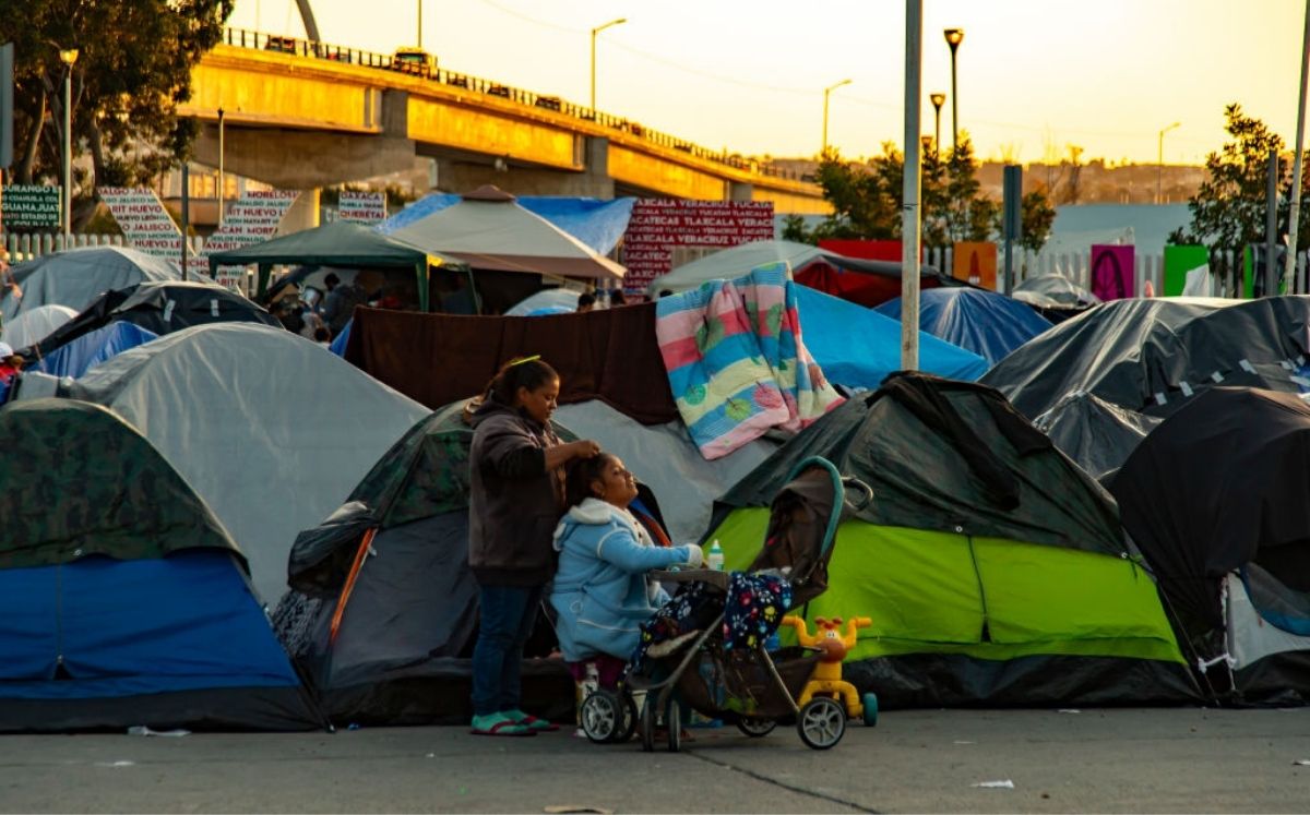 Campamento de migrantes en la frontera de Tijuana y California. 26 de marzo de 2021. (Francisco Vega/ GETTY IMAGES)