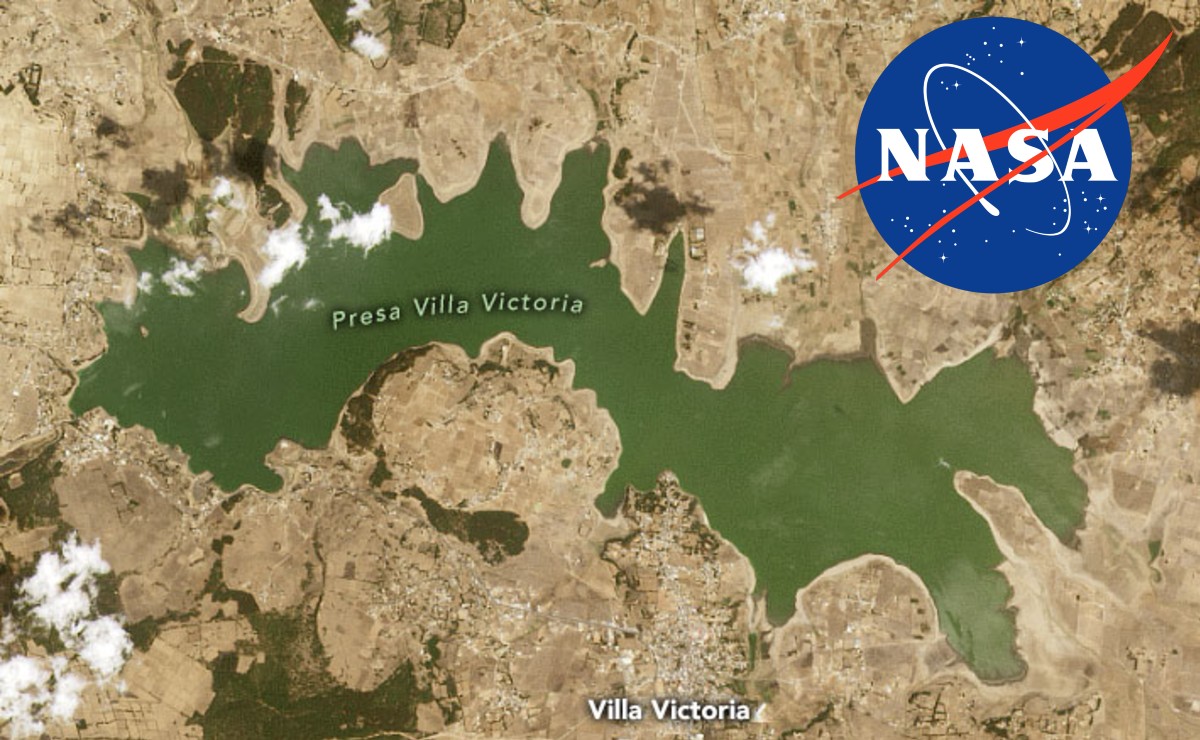 La NASA captó imágenes de la presa Villa Victoria en marzo de 2020 y 2021. (NASA)