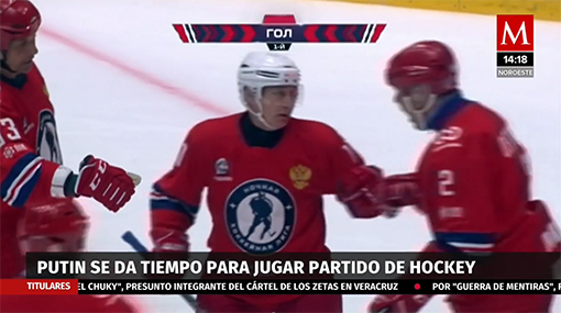 Putin juega partido benéfico de Hockey
