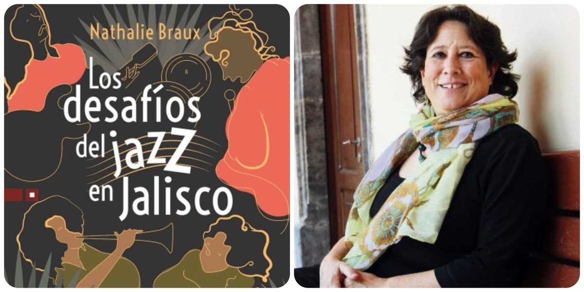 Nathalie Braux y su libro "Los desafíos del jazz en Jalisco" (Cortesía)
