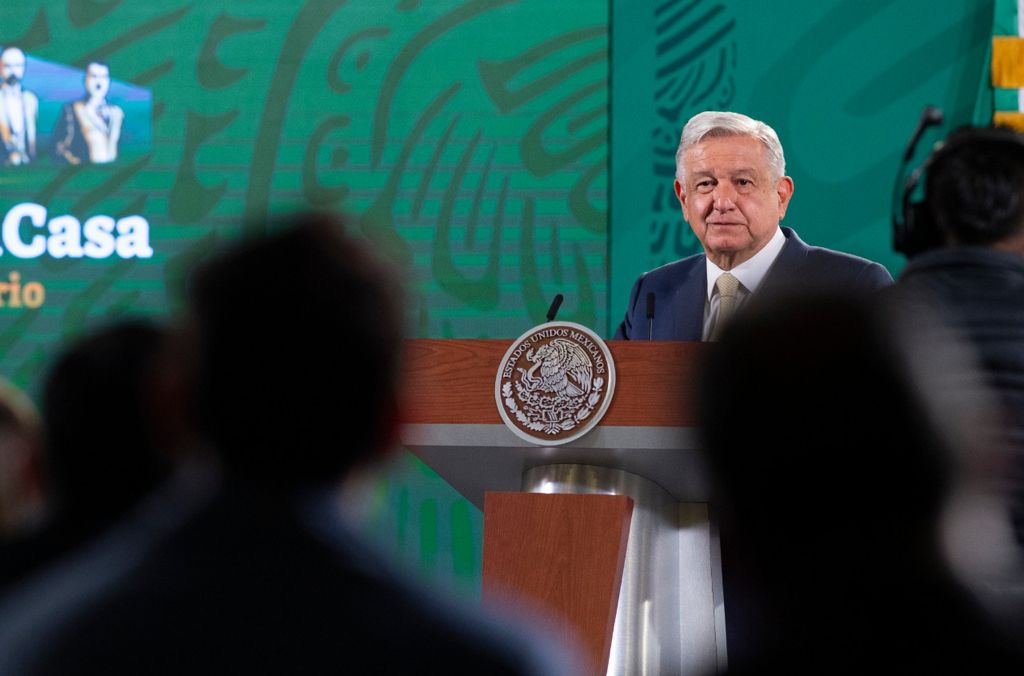 El presidente Andrés Manuel López Obrador en conferencia. (Cortesía)