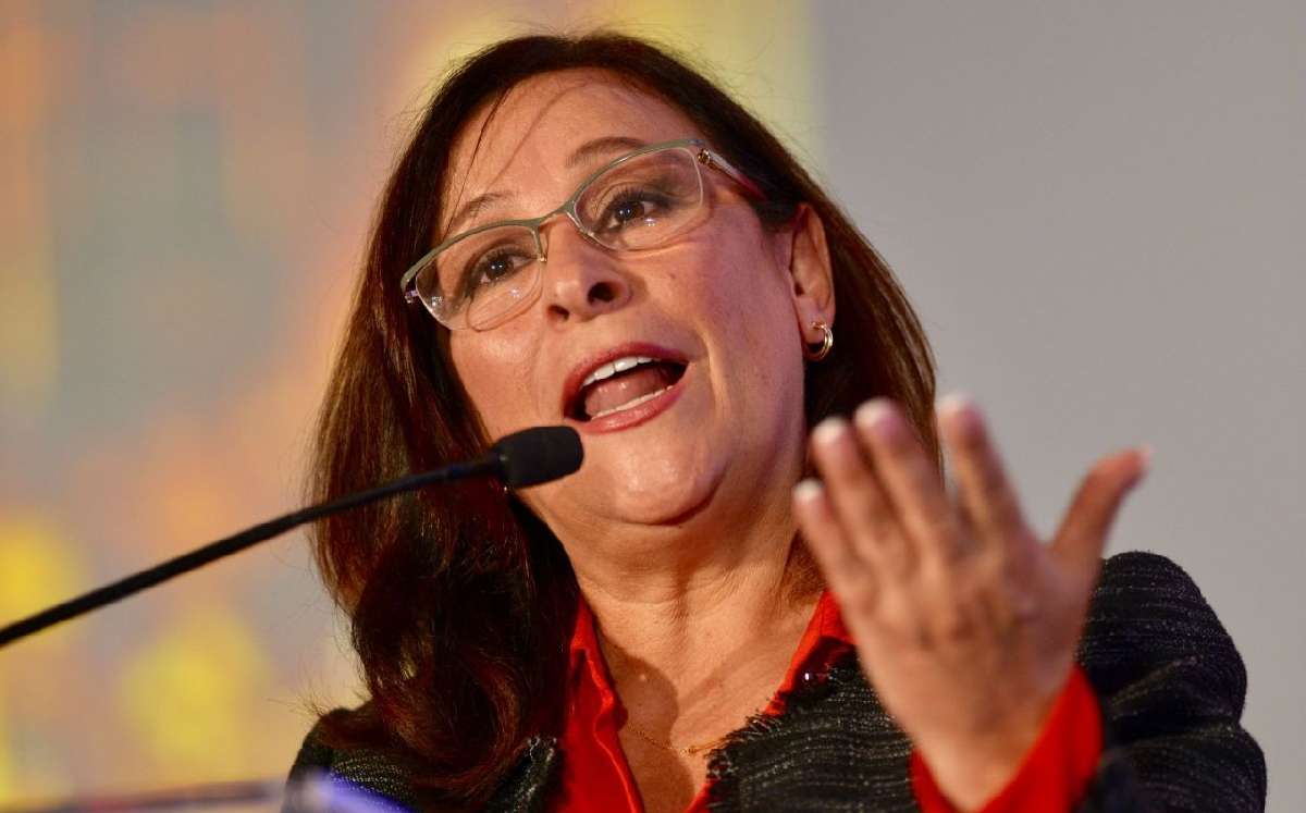 Rocío Nahle, secretaria de Energía, durante un foro internacional. (Cuartoscuro)