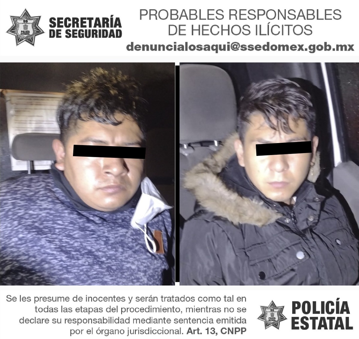 Los presuntos responsables fueron identificados como Jonathan “N” y Leopoldo “N” de 30 y 29 años. (Especial)