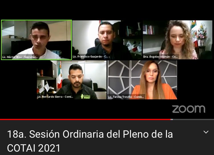 Sesión ordinaria de la Comisión de Transparencia y Acceso a la Información Pública.