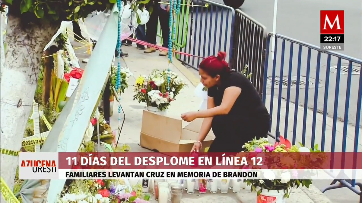 Familiares de Giovanny levantan cruz en zona cero del desplome de la Línea 12