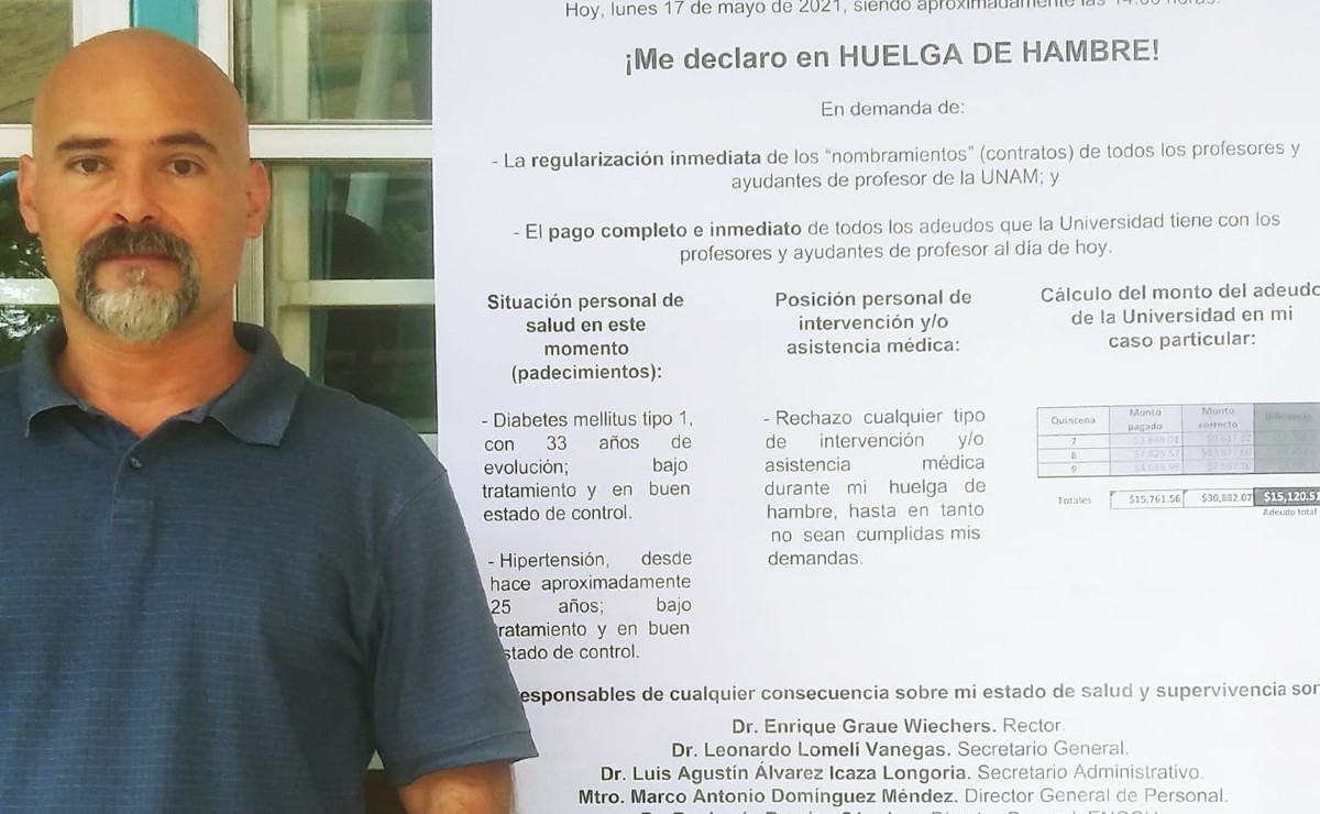 Mauricio Albuerne plasmó en un cartel tener diabetes mellitus tipo 1. | Facebook