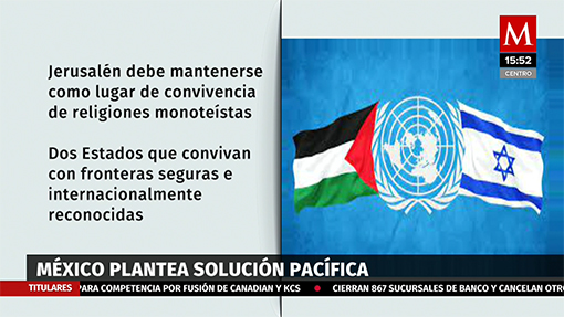 México plantea solución pacífica entre Israel y Palestina