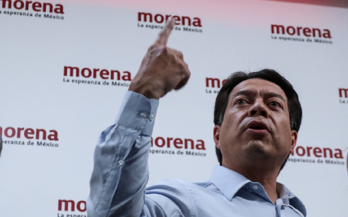Mario Delgado, dirigente nacional de Morena, durante un evento en Michoacán. (Cuartoscuro)