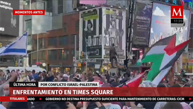Riña en Times Square entre grupos pro-Palestina y pro-Israel