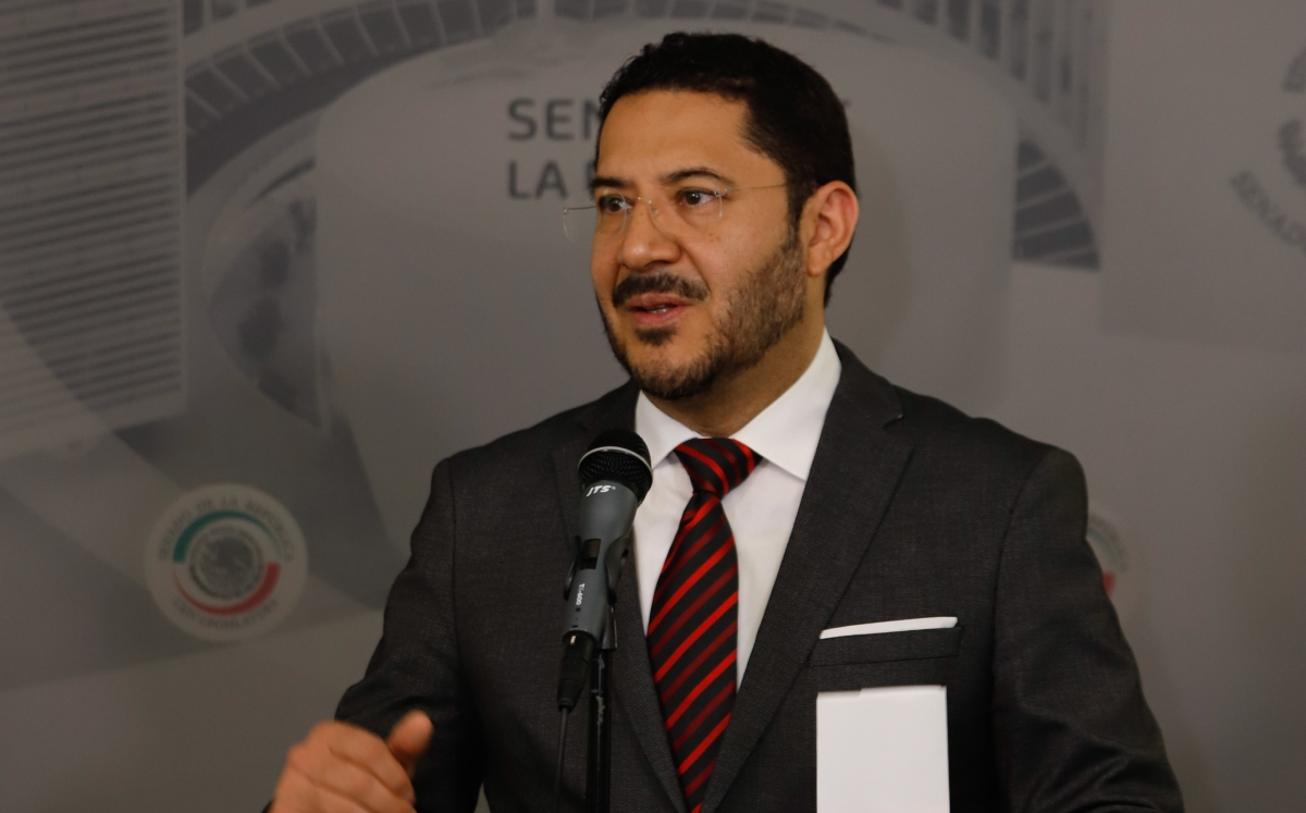 Martí Batres, senador de Morena, durante una conferencia en el Senado de la República. (Cuartoscuro)