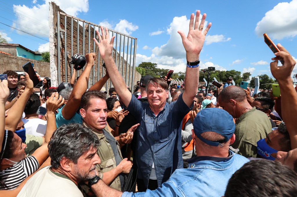 El presidente de Brasil, Jair Bolsonaro, en un mitin en el estado de Maranhão en plena pandemia de covid-19. (AFP)