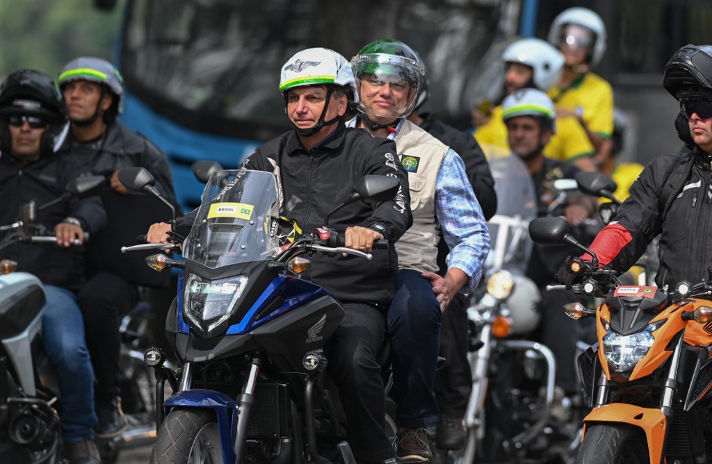 Jair Bolsonaro lideró la marcha de motociclistas. | AFP