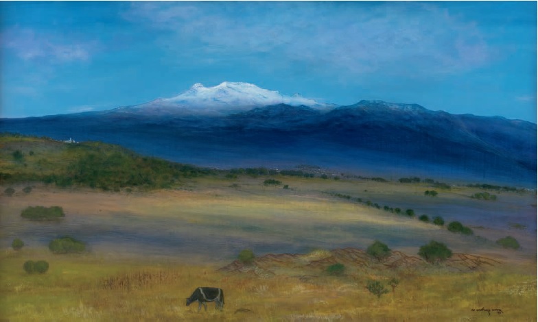 “Paisaje de Amecameca”, de Luis Nishizawa, una de las obras en subasta. (Cortesía)