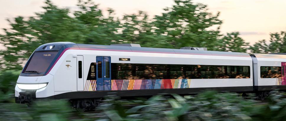 El diseño exterior del Tren Maya resaltará elementos gráficos de la región. (Especial)