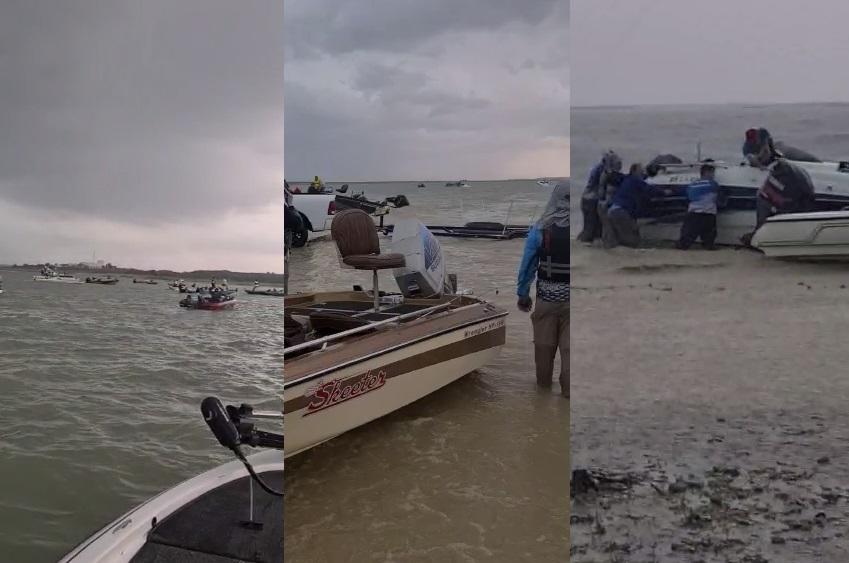Tormenta en pesa “El Cuchillo” hunde embarcaciones; rescatan a pareja. Foto: Especial