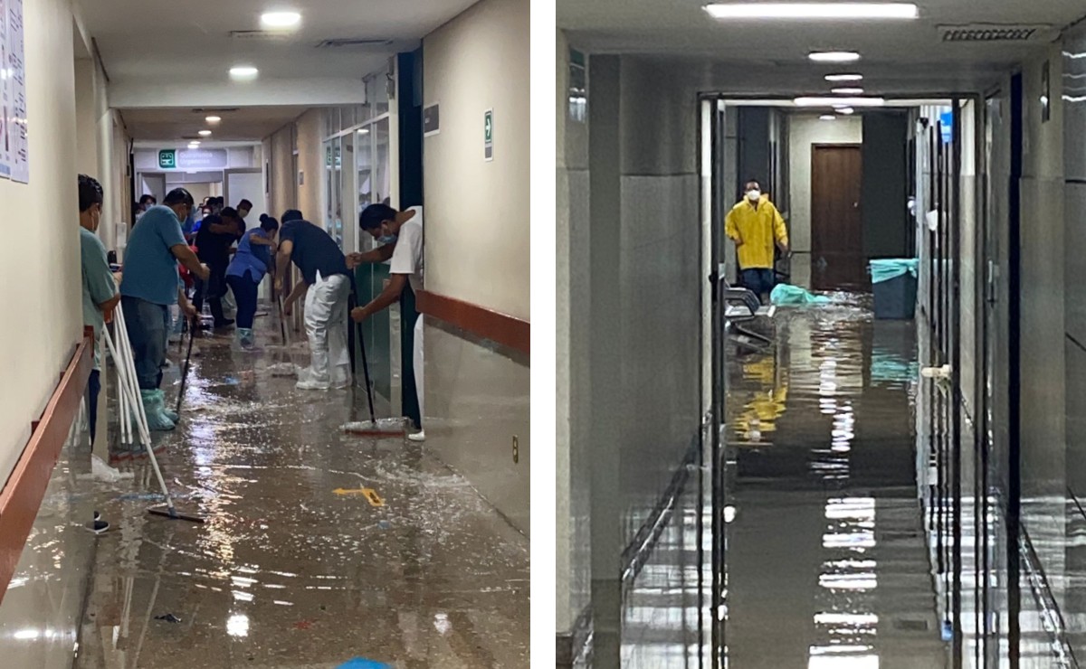 La inundación afectó el primer piso del Centro Médico del IMSS de Veracruz. (Especial)