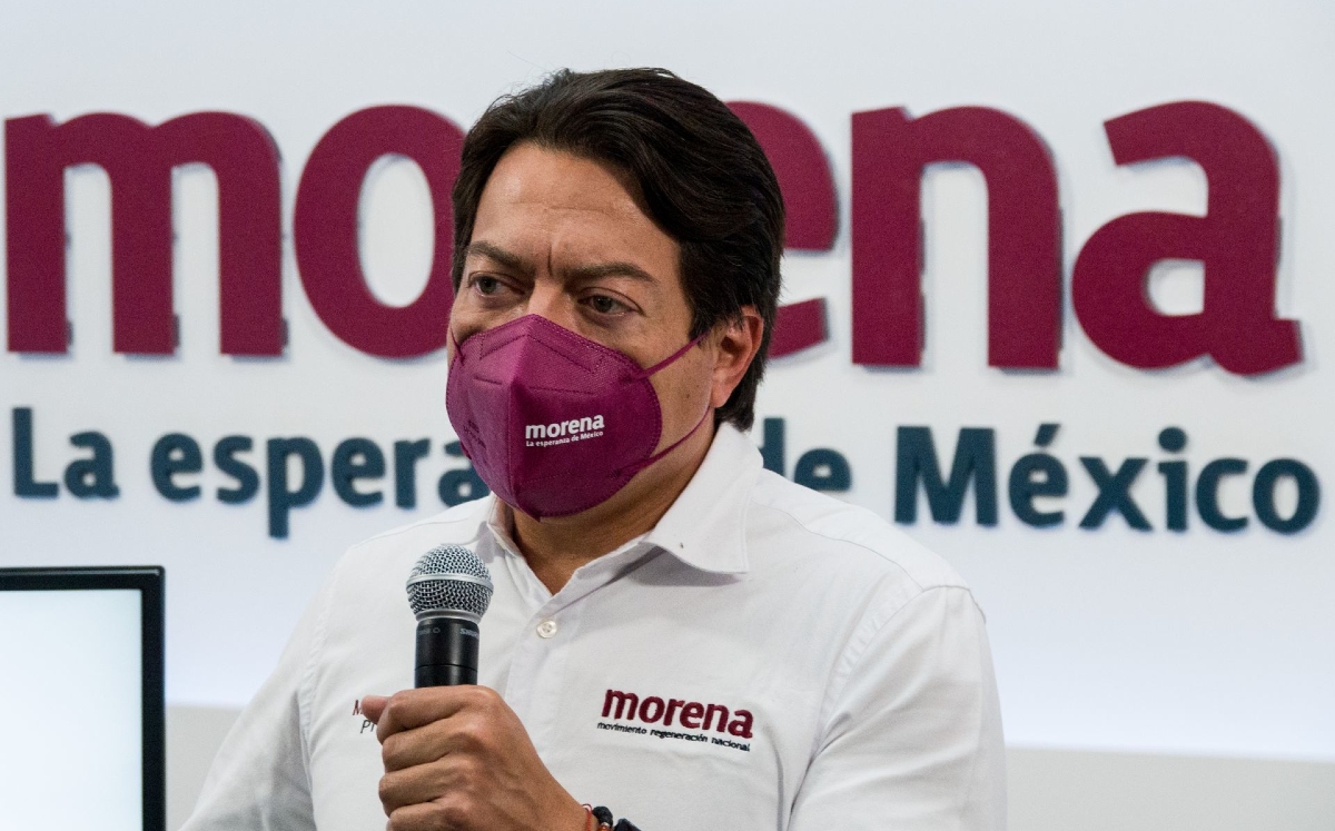 El dirigente nacional de Morena, Mario Delgado, durante una conferencia de prensa. (Cuartoscuro)