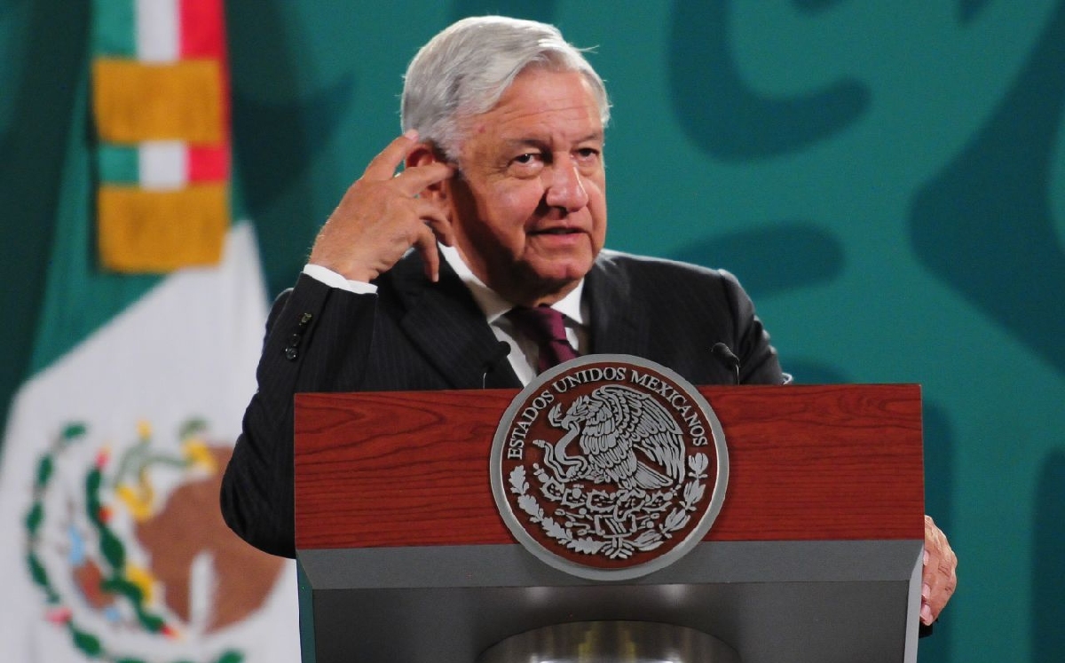 El Presidente durante su conferencia del 2 de junio en Palacio Nacional. (Cuartoscuro)