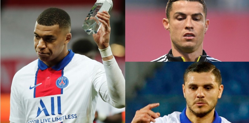 Kylian Mbappé, Cristiano Ronaldo y Mauro Icardi (Reuters)