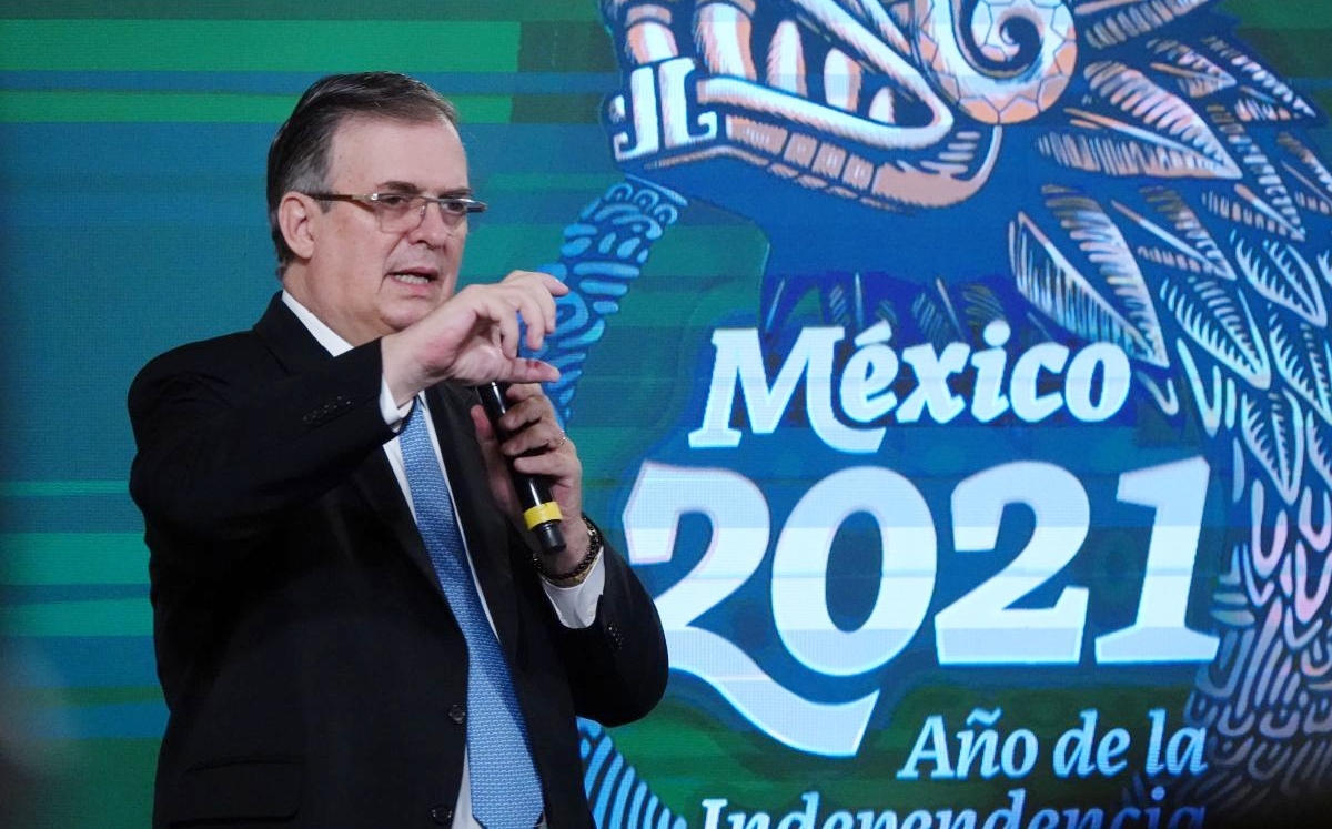 El canciller durante su participación en la conferencia mañanera de hoy. (Cuartoscuro)