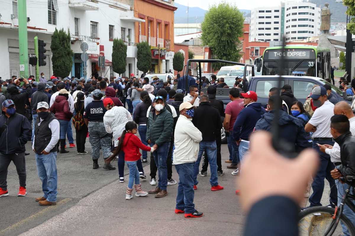Manifestación de elementos de la Policía Estatal de Hidalgo. (Jorge Sánchez)
