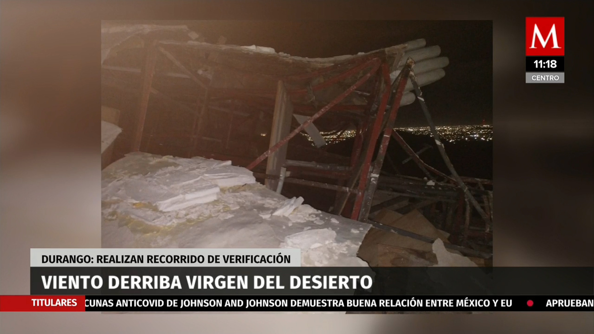 Viento derriba la monumental Virgen del Desierto de Gómez Palacio